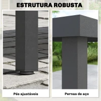 Outsunny Mesa de Jardim para 6 Pessoas com Tampo de Ripas e Estrutura de Aço 140x90x74 cm Cinzento(m-6)