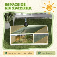 PawHut Maison pour tortues enclos avec toit ouvrant support lampe plateau fenêtre panoramique 120 x 50 x 40 cm gris(m-4)