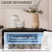 HOMCOM Réfrigérateur congélateur petit réfrigérateur 91 L étagères modulables design sous-comptoir 47,5 x 44,2 x 84 cm noir(m-5)
