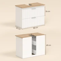 HOMCOM Mueble para baño, armario de 80 cm con dos grandes cajones para lavabos con o sin pedestal, Blanco(m-3)