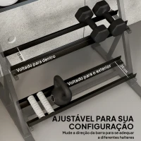 SPORTNOW Suporte para Halteres de 3 Níveis Estante de Pesos de Aço com Barras Ajustáveis para Ginásio Casa Capacidade 200 kg(m-5)