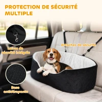 PawHut Siège auto pour chien avec ceinture de sécurité et fixation siège de voiture pour chien rembourré 77 x 43 x 28 cm noir(m-4)