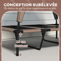 PawHut Lit pour chien chat sur pieds lit chien surélevé velum anti-UV oxford sac de transport 106 x 76 x 94 cm café(m-7)