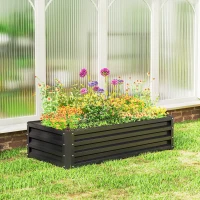 Outsunny Carré potager de jardin rectangulaire tôle d'acier ondulée 120 x 60 x 30,5 cm gris(m-10)