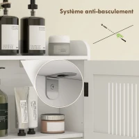 HOMCOM Meuble WC dessus de toilette meuble salle de bain avec placard à porte double et porte-papier 80x19,5x170cm blanc(m-8)