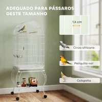 PawHut Gaiola para Pássaros com Rodas e Estante 51x51x153 cm com Parte Superior Rebatível Comedouros e Bandeja Removível Branco(m-6)