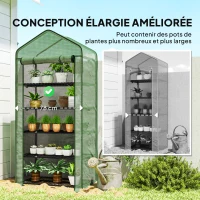 Outsunny Serre de jardin Serre 5 niveaux avec 1 porte enroulable, Bâche en PE Renforcée Résistante dim. 90L x 49l x 193H cm(m-4)
