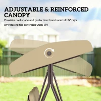 Outsunny Three-Seater Garden Swing Chair - Brown(m-4)