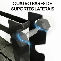 SPORTNOW Suporte para Halteres de 4 Níveis Estante de Pesos em Aço Resistente para Ginásio Casa Carga 200 kg 70x21x55 cm Preto(m-6)