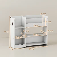 AIYAPLAY Estante Infantil para Brinquedos 5 Prateleiras Abertas 2 Compartimentos Design de Ursinho Organizador de Brinquedos Branco(m-3)