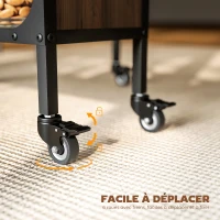 HOMCOM Table à manger pliante sur roulettes, table de cuisine pour 6 personnes avec étagère intégrée, 130 x 80 x 74 cm, marron(m-7)