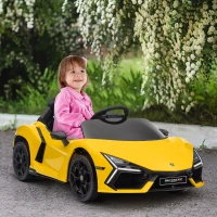 AIYAPLAY Voiture électrique 12V sous licence Lamborghini Revue véhicule électrique télécommande vitesse 3-5 km/h 3-5 ans jaune(m-10)