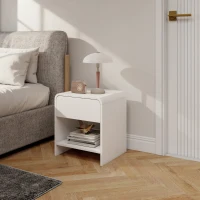 HOMCOM Lot de 2 tables de chevet, table d'appoint moderne avec compartiment ouvert et tiroir, 40 x 35 x 45 cm, blanc(m-9)