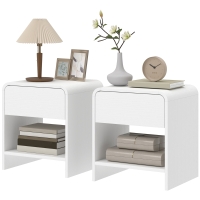 HOMCOM Lot de 2 tables de chevet, table d'appoint moderne avec compartiment ouvert et tiroir, 40 x 35 x 45 cm, blanc
