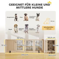 PawHut Freistehendes Haustiertor, Hundegitter mit Tür, 4 Paneele, für Flur, Treppe, Türrahmen, MDF, Stahl(m-3)