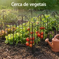 Outsunny Conjunto de 4 Cercas de Jardim Metálicas 125x57 cm com Design Arqueado Resistente e Fácil de Instalar para Pátio Relva Preto(m-7)