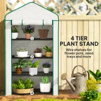 Outsunny Four-Tier Mini Greenhouse, with Reinforced Plastic Cover(m-5)