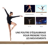 HOMCOM Poutre de gymnastique pliable 210 cm antidérapant, poutre gymnastique pour entraînement à l'équilibre, marron(m-7)