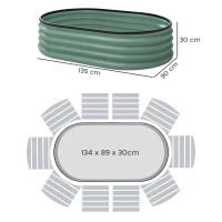 Outsunny Lot de 2 Carrés potagers de jardin, 135 x 90 x 30 cm, jardinière en acier galvanisé avec bordures en caoutchouc, vert(m-3)