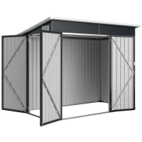 Outsunny Metal Garden Shed Outdoor triple lockable doors sloped roof vents 234x132x185cm gray(m-7)