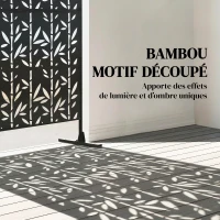 Outsunny Panneau Brise Vue décoratif Extérieur Claustra Décoratif Jardin 3 Panneaux à motif Bambou métal 92x40x192cm Noir(m-4)