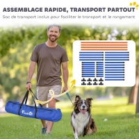 PawHut Kit d'équipement d'agilité pour chien, kit d'agilité pour chien portable avec hauteur réglable, sac de transport, orange(m-6)