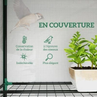 Outsunny Serre de jardin avec étagères à 3 niveaux serre de balcon 3 portes enroulables zippées 215 x 46 x 151 cm blanc(m-4)