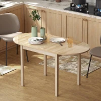HOMCOM Table de salle à manger pliante ovale en bois massif 2 abattants peu encombrante 140L x 70l x 75H cm(m-10)