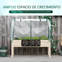Outsunny Huerto Urbano Elevado de Madera 121x55x117 cm con Cubierta de Protección Mesa de Jardinera para Cultivo Flores Vegetales en Jardín Terraza Color Natural(m-6)