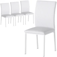 HOMCOM Lot de 4 chaises de salle à manger, chaises de cuisine, capitonnage rhombique et pieds en métal, 41x50x91cm, blanc(m-1)