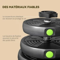 SPORTNOW Haltères 2 en 1 réglables, haltères libres avec poignées antidérapantes, 30 KG - Barres incluses(m-7)