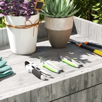 Outsunny Lot de 3 sécateurs de jardin, ensemble de coupe pour jardinage, avec lame tranchante, en métal et aluminium, argent noir(m-10)