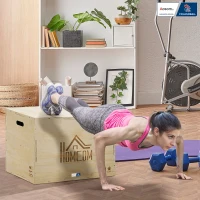 Box jump pliométrie 3 en 1 - Collaboration Aosom.fr x FFHandball - saut musculation fitness 61x51x76cm bois(m-10)