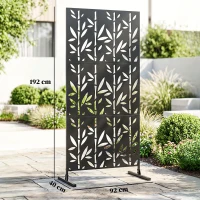 Outsunny Panneau Brise Vue décoratif Extérieur Claustra Décoratif Jardin 3 Panneaux à motif Bambou métal 92x40x192cm Noir(m-3)
