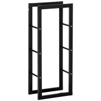 HOMCOM Range bûches Etagère porte bois de cheminée porte-bûches intérieur et extérieur charge max. 100 Kg dim. 40L x 25l x 100H cm métal noir(m-1)