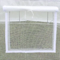 Outsunny Lona de Repuesto para Invernadero Túnel 6 m², lona PE Anti-UV impermeable 6 ventanas + Puerta Enrollable con cremallera Blanco(m-9)