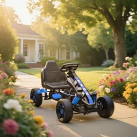 AIYAPLAY Kart à pédales pour enfants, karting enfant 3 à 6 ans avec roue libre, frein, roues EVA antidérapantes, bleu(m-10)