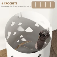 HOMCOM Porte parapluie cylindrique support pour parapluies bac d'égouttement amovible et 4 crochets, Ø 17 x 41 cm, blanc(m-6)