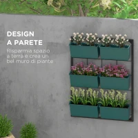 Outsunny Orto Verticale da Parete a 3 Livelli con 6 Vasi, in Acciaio e Plastica, 52x14x66 cm, Verde(m-4)