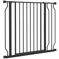 PawHut Barrière de sécurité barrière pour animal domestique longueur réglable sans perçage en acier et ABS 75-95 x 76 cm noir(m-1)
