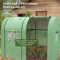 Outsunny Invernadero Resistente con 4 Ventanas 2 Puertas con Cremallera Anti-UV para Cultivo de Plantas 185x94x150 cm Verde(m-7)