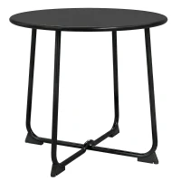 Outsunny 50 cm Round Outdoor Table, Metal Garden Coffee Table with X-shaped Frame and Non-Slip Feet, Black(m-1)