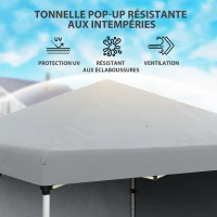 Outsunny Tonnelle barnum de jardin pop-up pliant réglable en hauteur protection UV 30+ 2 parois latérales sac de transport inclus(m-6)