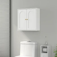 HOMCOM Armoire murale, meuble haut salle de bain moderne avec placard à double porte et poignées dorées, 60x20x60cm, blanc(m-10)