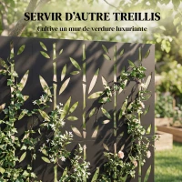 Outsunny Panneau Brise Vue décoratif Extérieur Claustra Décoratif Jardin 3 Panneaux à motif Bambou métal 92x40x192cm Noir(m-5)