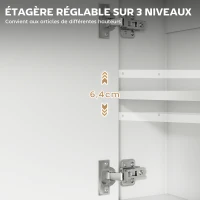 HOMCOM Armoire murale salle de bain avec miroir, meuble salle de bain, 2 portes miroir, étagère ouverte 60 x 16 x 60 cm blanc(m-6)