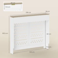 HOMCOM Couvercle de radiateur, cache radiateur avec placard rabattable et étagère supérieur, 108 x 19 x 95,5 cm, blanc(m-3)