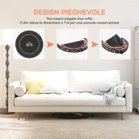 HOMCOM Mini Trampolino Fitness Ø114 cm Pieghevole con Manubrio Regolabile in Altezza, Arancione e Nero(m-5)