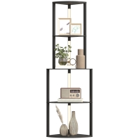 HOMCOM Lampadaire sur pied salon, lampadaire avec étagères d'angle à 4 niveaux, luminosité réglable, 55,5 x 39,5 x 163 cm, noir