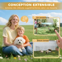 PawHut Parque para Cães Cercado para Cães 6 Painéis com Teto Modular e Dobrável Cercado Portátil 120x120x76 cm com Porta Prata Verde(m-4)